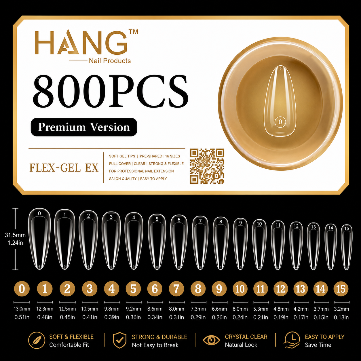 HANG TIP FLEX-GEL EX™ COFFIN– Gel-X Nail Extension Tips