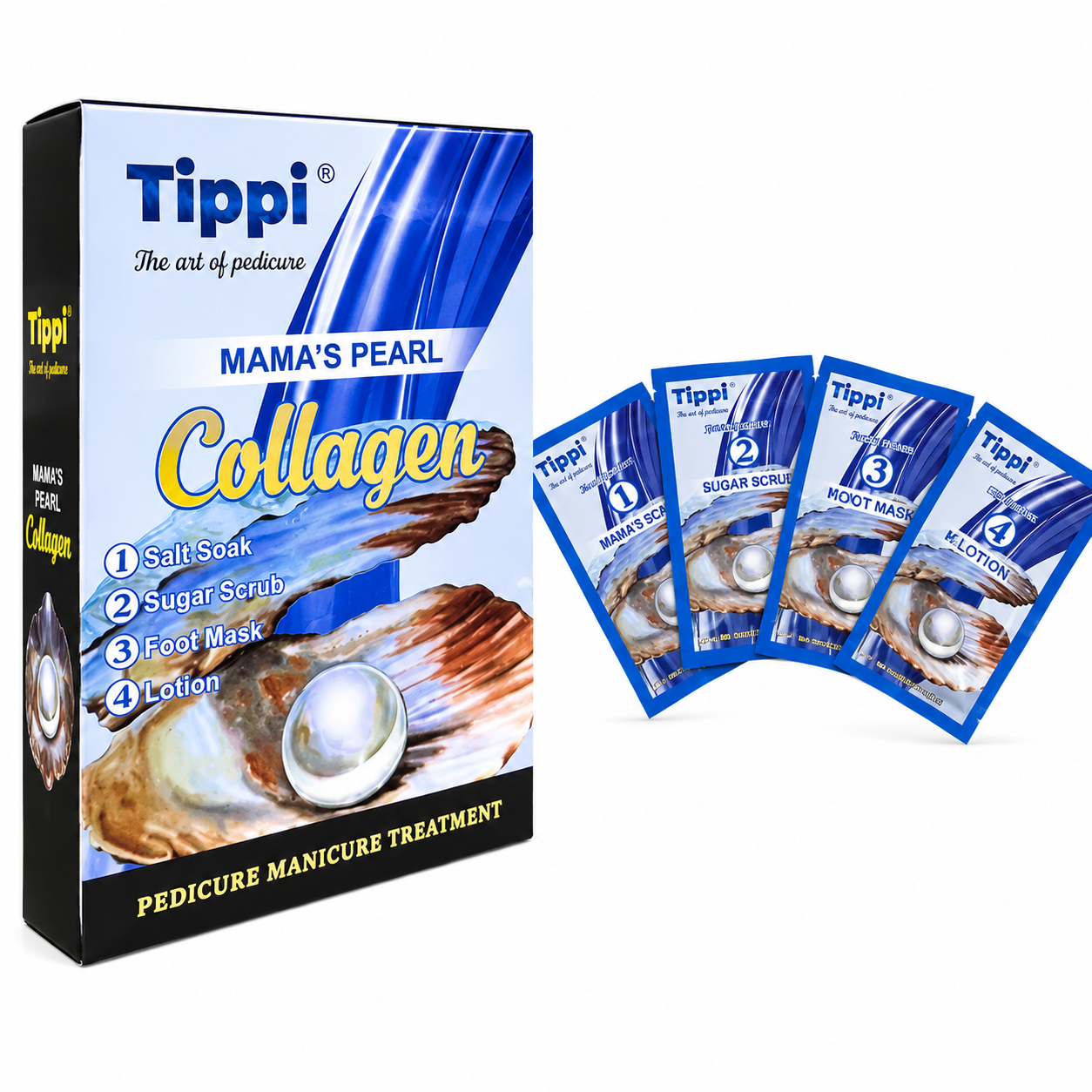 Tippi Collagen Pedi in a Box 4in1 - Mama's Pearl (Case 50 pcs)