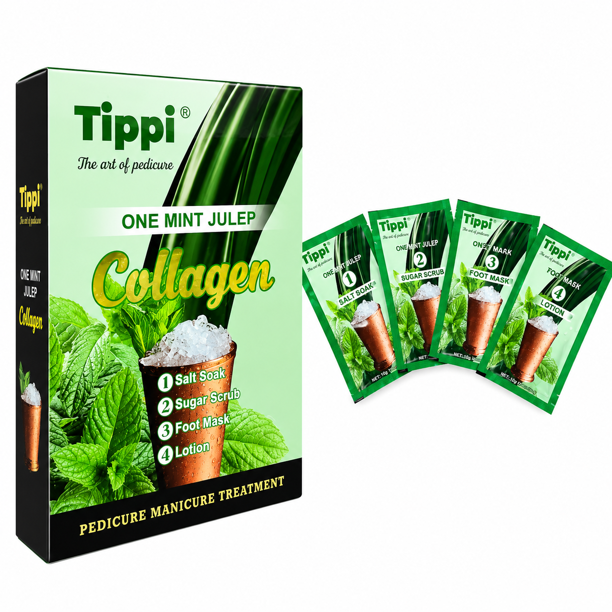 Tippi Collagen Pedi in a Box 4in1 - One Mint Julep (Case 50 pcs)