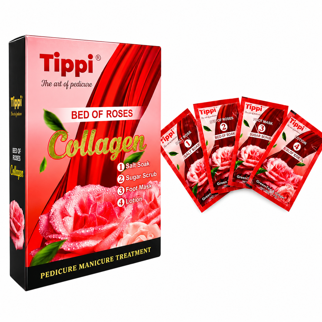 Tippi Collagen Pedi in a Box 4in1 - Bed of Roses (Case 50 pcs)